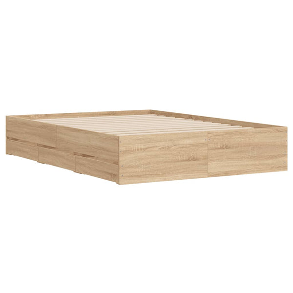 vidaXL Cadre de lit avec tiroirs Chêne Sonoma 120x200 cm Bois d'ingénierie