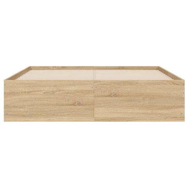 vidaXL Cadre de lit avec tiroirs Chêne Sonoma 120x200 cm Bois d'ingénierie