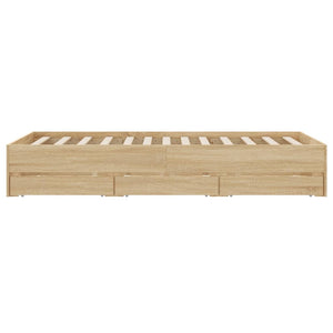 vidaXL Cadre de lit avec tiroirs Chêne Sonoma 120x200 cm Bois d'ingénierie