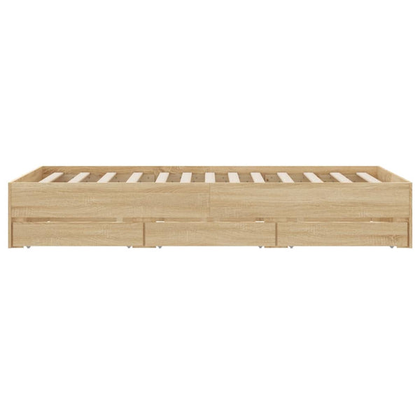 vidaXL Cadre de lit avec tiroirs Chêne Sonoma 120x200 cm Bois d'ingénierie