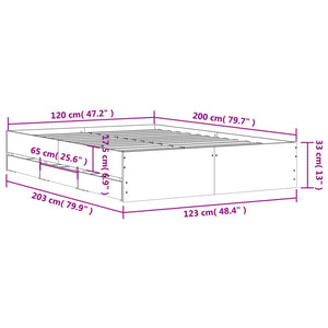 vidaXL Cadre de lit avec tiroirs Chêne Sonoma 120x200 cm Bois d'ingénierie