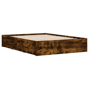vidaXL Cadre de lit avec tiroirs chêne fumé 120x200 cm Bois d'ingénierie