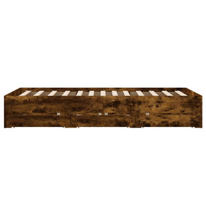 vidaXL Cadre de lit avec tiroirs chêne fumé 120x200 cm Bois d'ingénierie