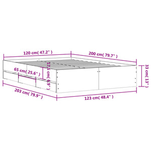 Bettgestell 120x200 cm mit Schubladen Grau