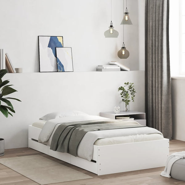 Bettgestell Weiß 100x200 cm mit Schubladen