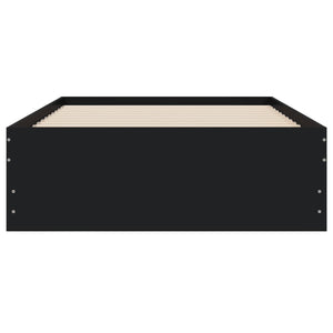 vidaXL Cadre de lit avec tiroirs noir 100 x 200 cm en bois d'ingénierie