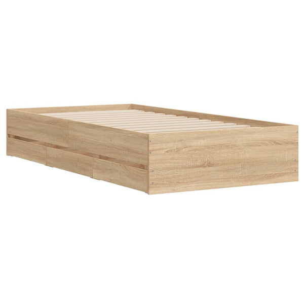 vidaXL Cadre de lit avec tiroirs Chêne Sonoma 100x200cm Bois d'ingénierie
