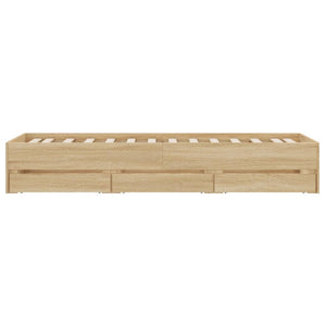 vidaXL Cadre de lit avec tiroirs Chêne Sonoma 100x200cm Bois d'ingénierie