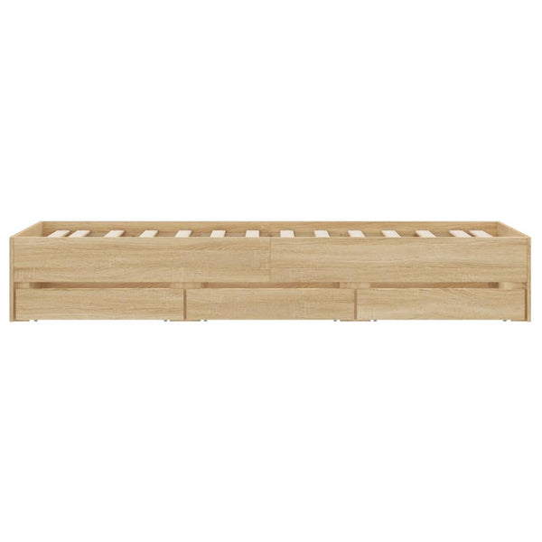 vidaXL Cadre de lit avec tiroirs Chêne Sonoma 100x200cm Bois d'ingénierie