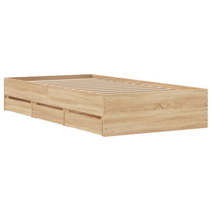 vidaXL Cadre de lit avec tiroirs Chêne Sonoma 100x200cm Bois d'ingénierie