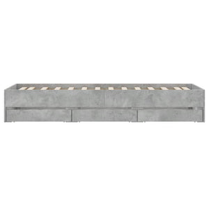Bettgestell Betongrau 100x200 cm mit Schubladen