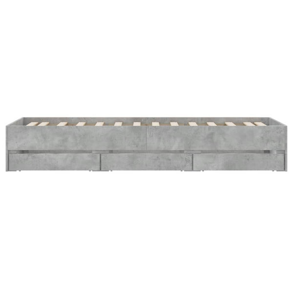 Bettgestell Betongrau 100x200 cm mit Schubladen