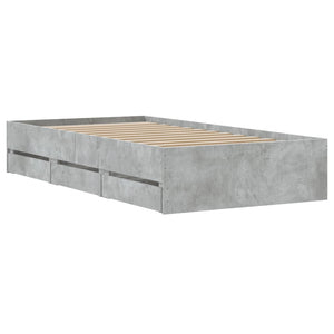 Bettgestell Betongrau 100x200 cm mit Schubladen