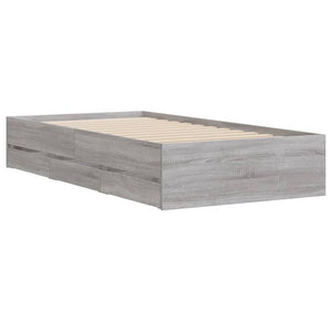 Bettgestell mit Schubladen 100x200 cm Grau