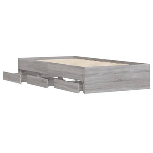 Bettgestell mit Schubladen 100x200 cm Grau