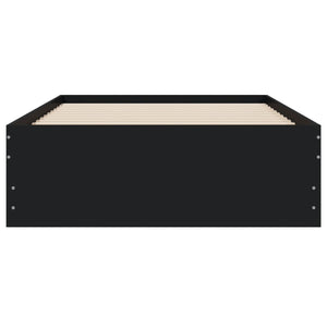 vidaXL Cadre de lit avec tiroirs Noir 90x200 cm Bois d'ingénierie