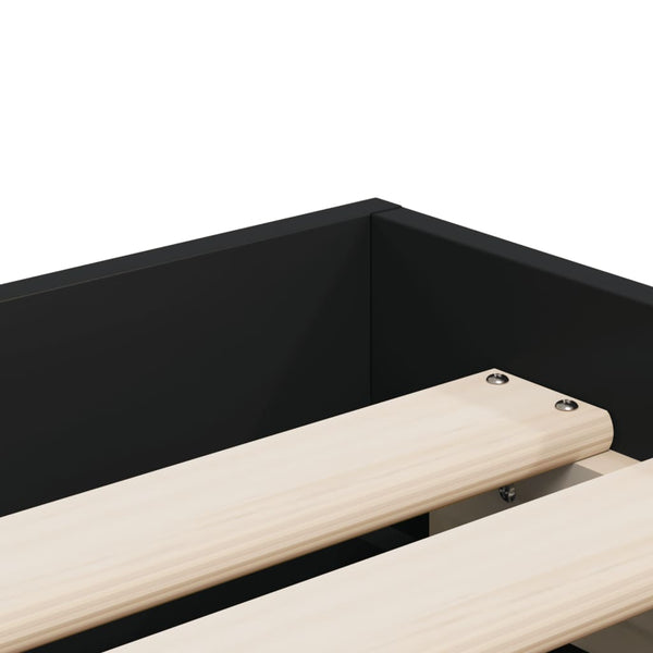 vidaXL Cadre de lit avec tiroirs Noir 90x200 cm Bois d'ingénierie