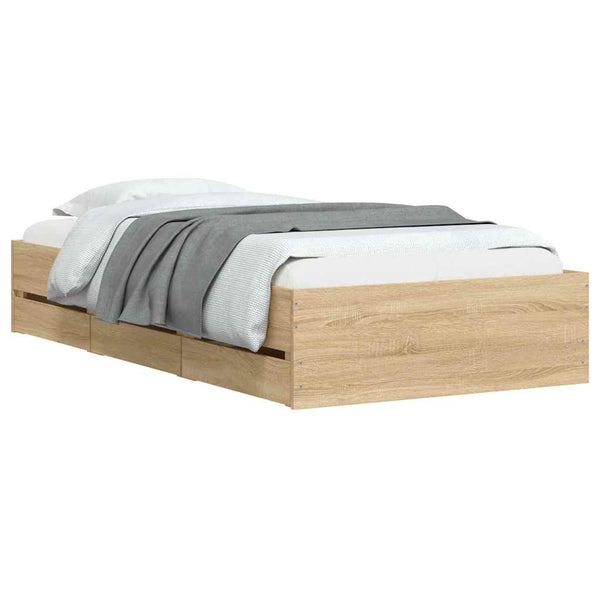 vidaXL Cadre de lit avec tiroirs Chêne Sonoma 90x200 cm Bois d'ingénierie