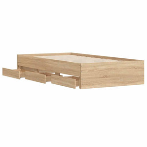 vidaXL Cadre de lit avec tiroirs Chêne Sonoma 90x200 cm Bois d'ingénierie
