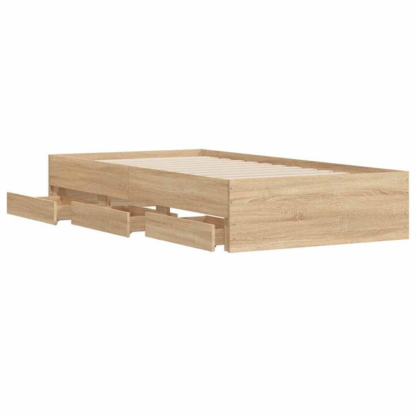 vidaXL Cadre de lit avec tiroirs Chêne Sonoma 90x200 cm Bois d'ingénierie