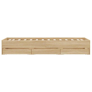 vidaXL Cadre de lit avec tiroirs Chêne Sonoma 90x200 cm Bois d'ingénierie