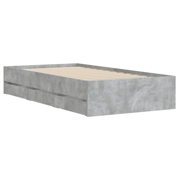 Bettgestell mit Schubladen 90x200 Betongrau
