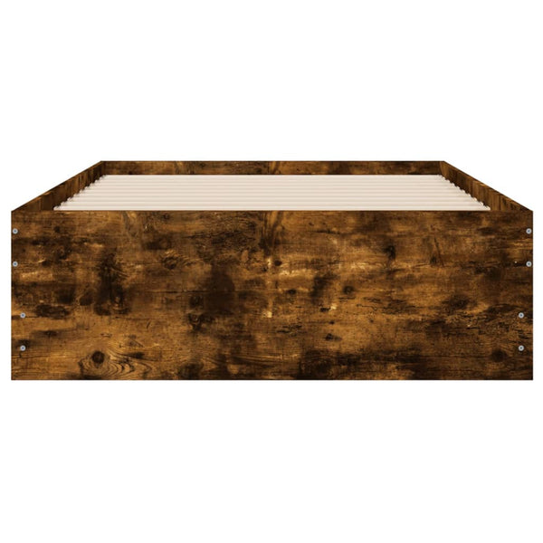 vidaXL Cadre de lit avec tiroirs chêne fumé 90x200 cm Bois d'ingénierie