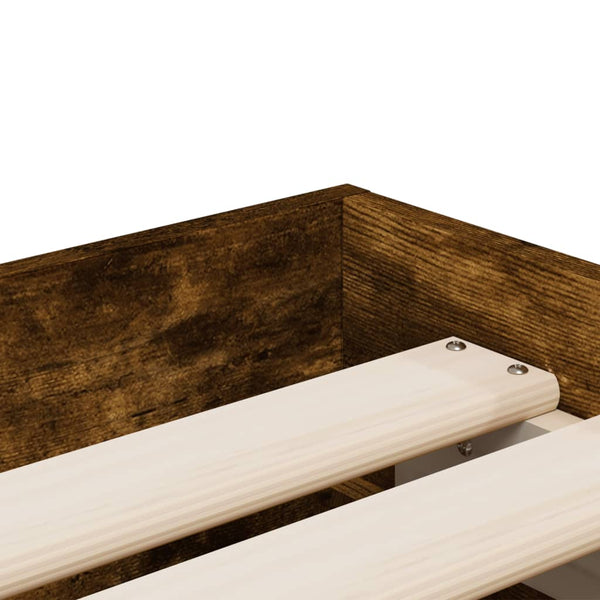 vidaXL Cadre de lit avec tiroirs chêne fumé 90x200 cm Bois d'ingénierie