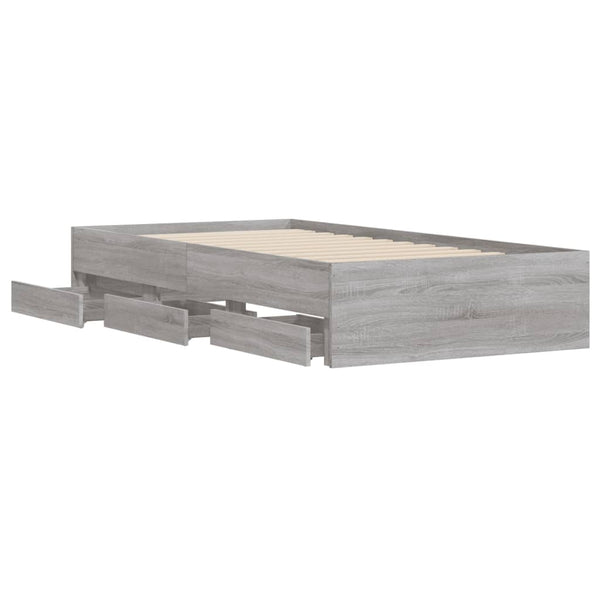 Bettgestell mit Schubladen 90x200 cm Grau