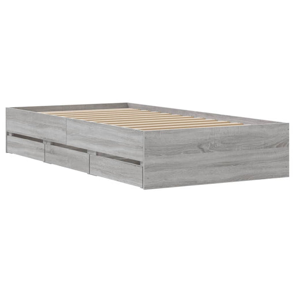 Bettgestell mit Schubladen 90x200 cm Grau