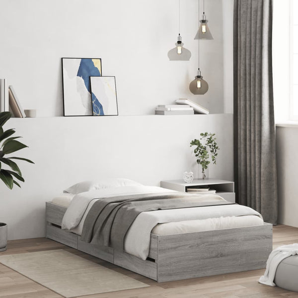 Bettgestell mit Schubladen 90x200 cm Grau