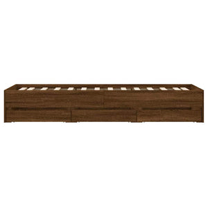 vidaXL Bed Frame with Drawers Brown Oak-Effect 90x200 cm