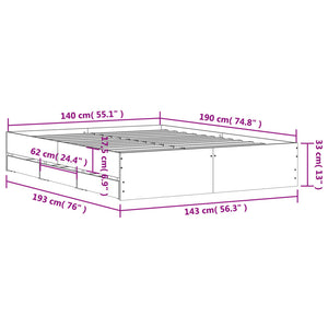 Bettgestell Weiß 140x190 cm mit Schubladen
