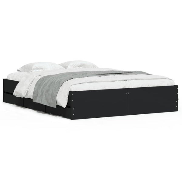 Bettgestell Schwarz 140x190 cm mit Schubladen