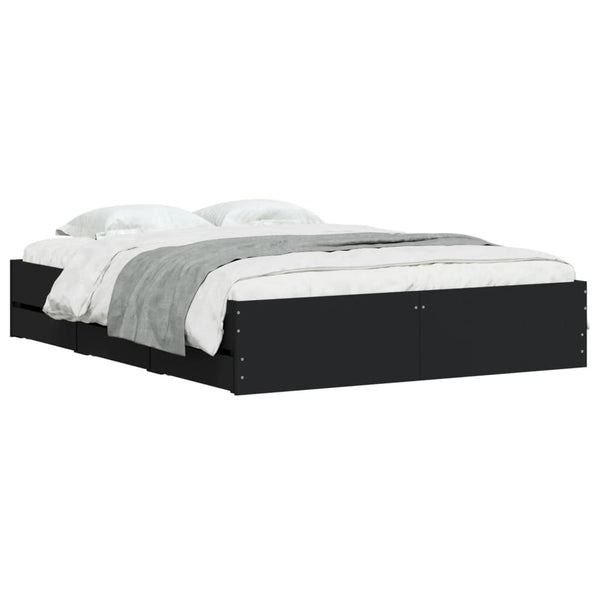Bettgestell Schwarz 140x190 cm mit Schubladen
