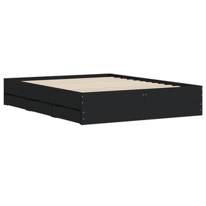 Bettgestell Schwarz 140x190 cm mit Schubladen