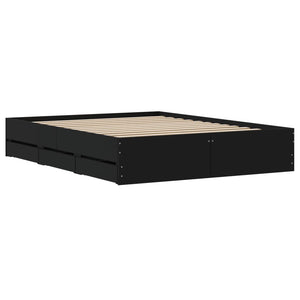 Bettgestell Schwarz 140x190 cm mit Schubladen
