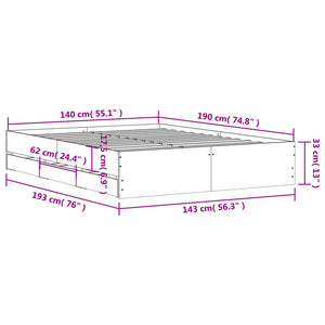 Bettgestell Schwarz 140x190 cm mit Schubladen