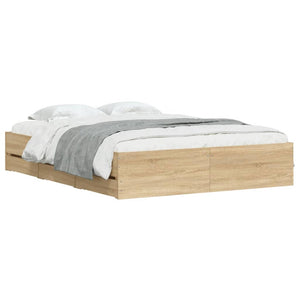 vidaXL Cadre de lit avec tiroirs Chêne Sonoma 140x190 cm Aggloméré