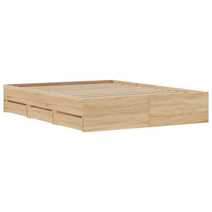 vidaXL Cadre de lit avec tiroirs Chêne Sonoma 140x190 cm Aggloméré