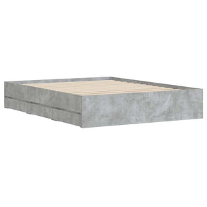 vidaXL Cadre de lit avec tiroirs Gris béton 140x190 cm Bois d'ingénierie
