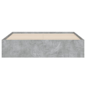 vidaXL Cadre de lit avec tiroirs Gris béton 140x190 cm Bois d'ingénierie