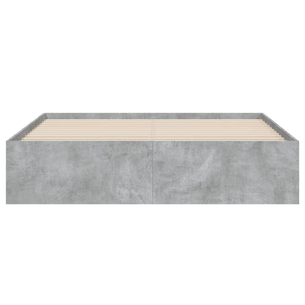 vidaXL Cadre de lit avec tiroirs Gris béton 140x190 cm Bois d'ingénierie