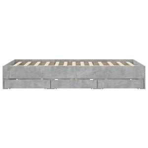 vidaXL Cadre de lit avec tiroirs Gris béton 140x190 cm Bois d'ingénierie