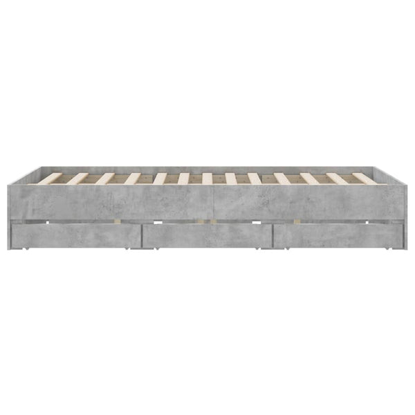 vidaXL Cadre de lit avec tiroirs Gris béton 140x190 cm Bois d'ingénierie