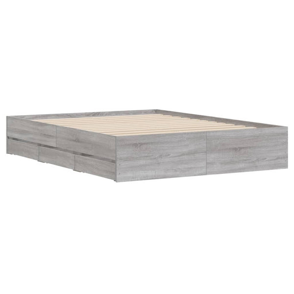 Bettgestell mit Schubladen 140x190 cm Grau