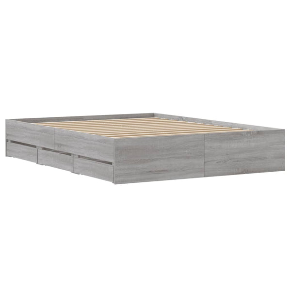 Bettgestell mit Schubladen 140x190 cm Grau