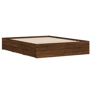vidaXL Cadre de lit avec tiroirs aspect chêne marron 140x190 cm