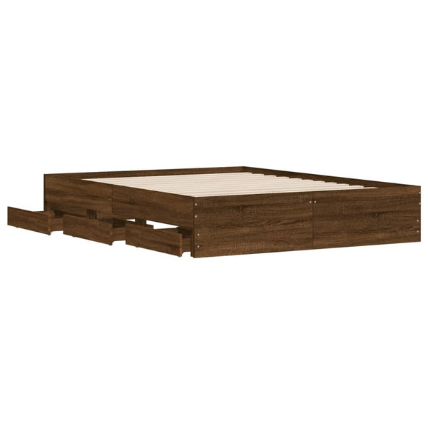 vidaXL Cadre de lit avec tiroirs aspect chêne marron 140x190 cm