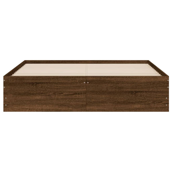 vidaXL Cadre de lit avec tiroirs aspect chêne marron 140x190 cm
